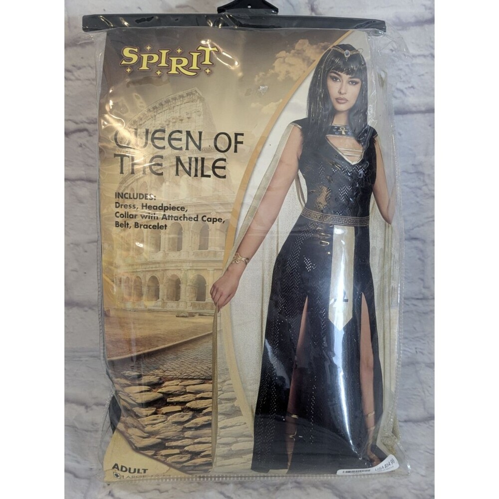 Spirit Halloween Nile Queen Cleopatra‎ Dress, Cape, Jewelry Missing Belt LARGE